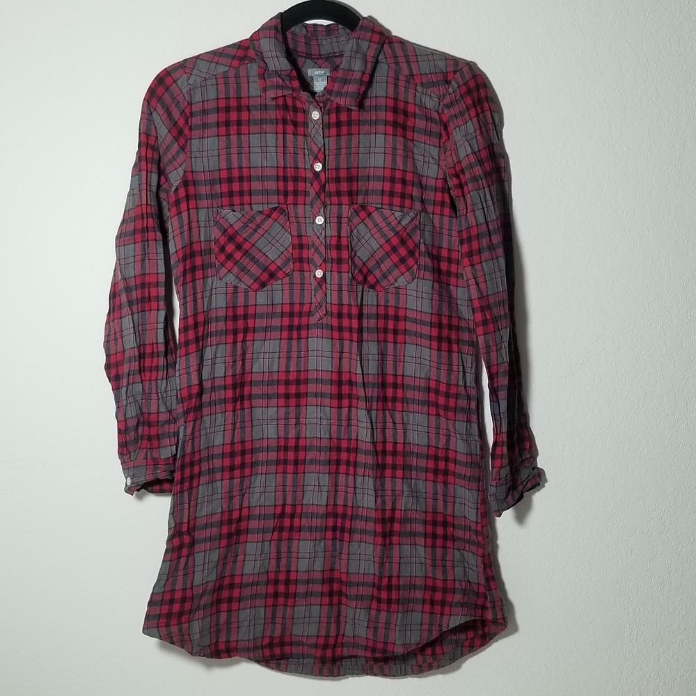 Aerie Red and Gray Plaid Shirt